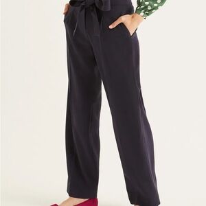 NWOT Boden Ketton Wide Leg Black Tie-Waist Pants size 6R